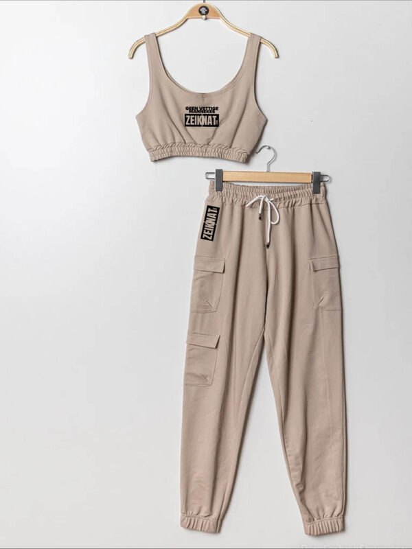 Croc top + broek beige