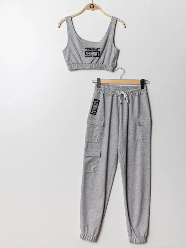 Croc top + broek grijs