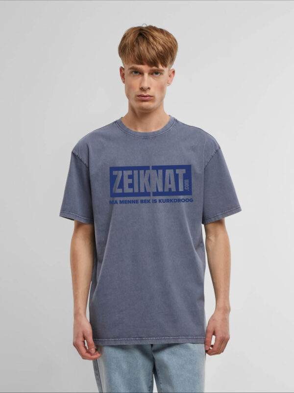 T-shirt acid washed blauw - Menne bek is kurkdroog
