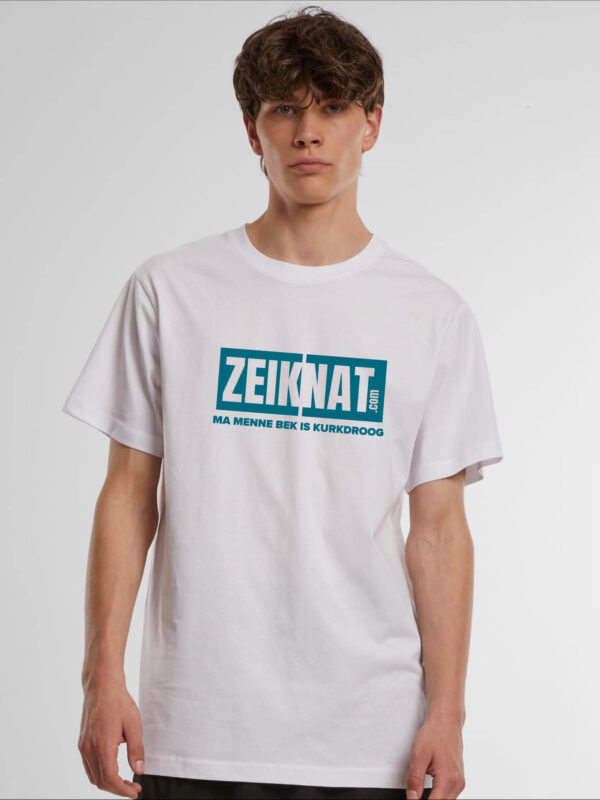 T-shirt wit (blauw) - Menne bek is kurkdroog