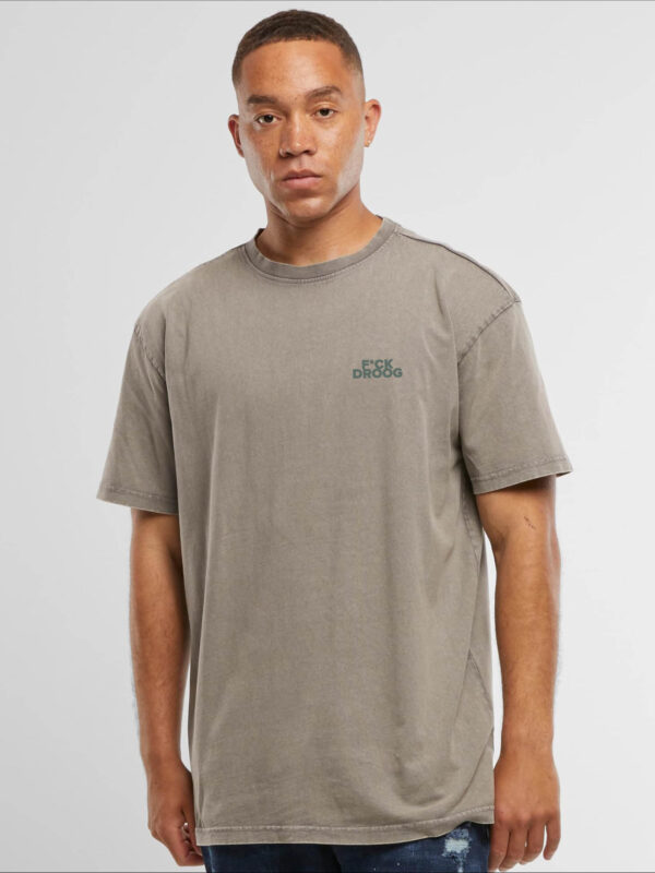T-shirt acid washed bruin - F*ck droog