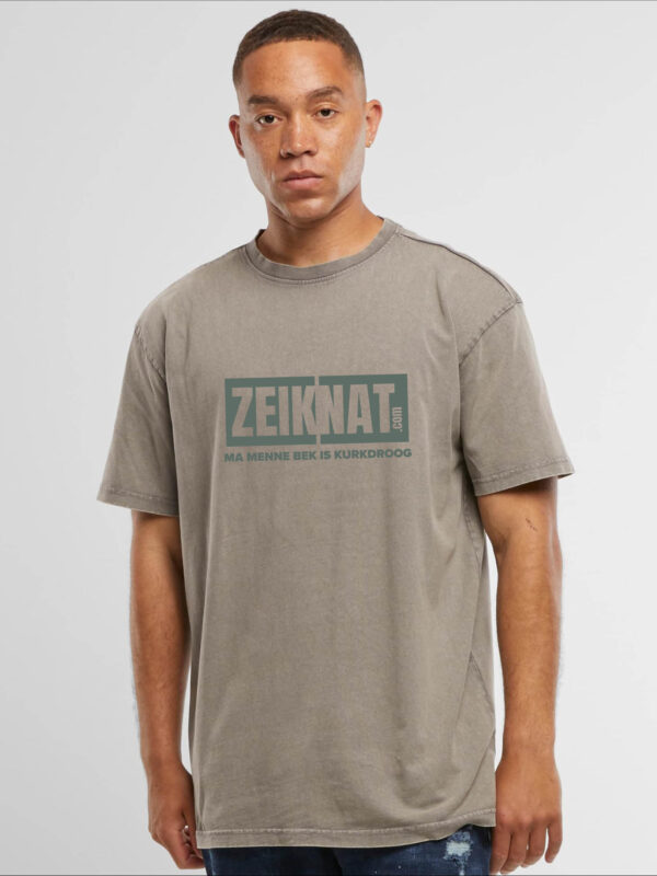 T-shirt acid washed bruin - Menne bek is kurkdroog
